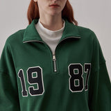 Loose Fit 1987 Quarter Zip Sweatshirt / Forest Green