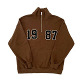 Loose Fit 1987 Quarter Zip Sweatshirt / Caramel Brown