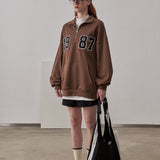 Loose Fit 1987 Quarter Zip Sweatshirt / Caramel Brown