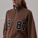 Loose Fit 1987 Quarter Zip Sweatshirt / Caramel Brown