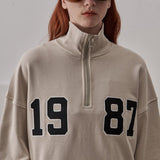 Loose Fit 1987 Quarter Zip Sweatshirt / Beige