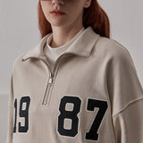 Loose Fit 1987 Quarter Zip Sweatshirt / Beige