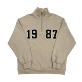 Loose Fit 1987 Quarter Zip Sweatshirt / Beige