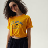 Knurrenu - Puppy Graphic Basic T-Shirt / Yellow