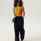 Knurrenu - Puppy Graphic Basic T-Shirt / Yellow
