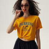 Knurrenu - Puppy Graphic Basic T-Shirt / Yellow
