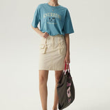 Knurrenu - Puppy Oversized Graphic Short Sleeve T-Shirt / Blue