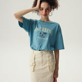 Knurrenu - Puppy Oversized Graphic Short Sleeve T-Shirt / Blue