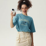 Knurrenu - Puppy Oversized Graphic Short Sleeve T-Shirt / Blue
