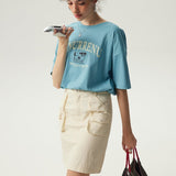 Knurrenu - Puppy Oversized Graphic Short Sleeve T-Shirt / Blue
