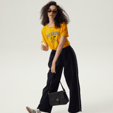 Knurrenu - Puppy Graphic Basic T-Shirt / Yellow