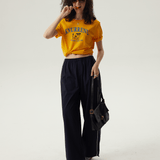 Knurrenu - Puppy Graphic Basic T-Shirt / Yellow