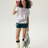 Puppy Sigh Basic Graphic T-Shirt /White