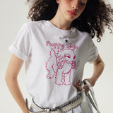 Puppy Sigh Basic Graphic T-Shirt /White
