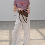 Rose Flower Graphic Basic T-Shirt / Mauve
