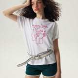 Puppy Sigh Basic Graphic T-Shirt /White